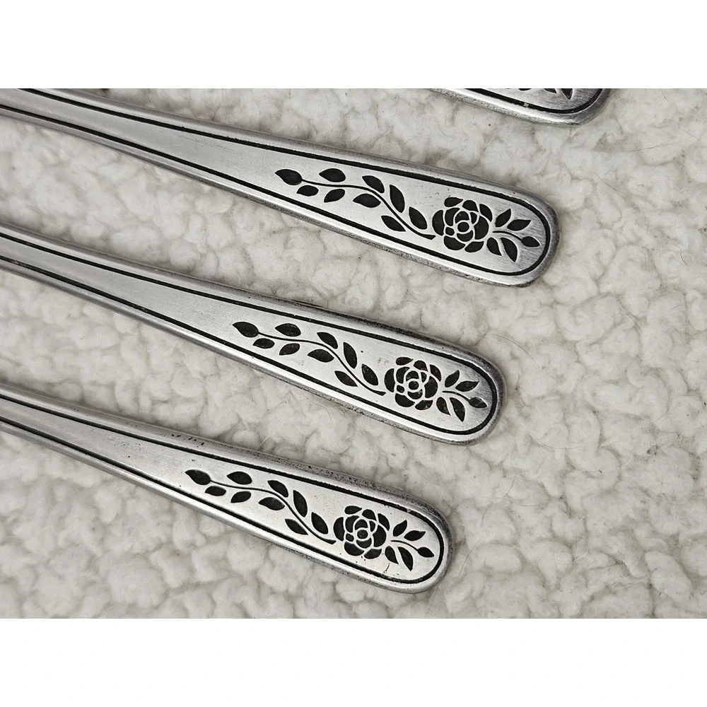 SET OF‎ 8 ROGERS STANLEY ROBERTS FLORAL MIST STAINLESS STEEL KNIVES